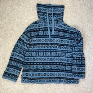 Chaps Sweater Cowl Neck Aztec Fair Isle Navy Blue Size M